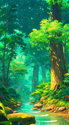 Peaceful Anime Forest 🌿 | Dreamy Nature Wallpaper #shorts