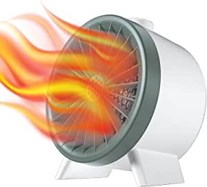 Portable Electric Space Heater, 1000W Indoor Small Space Heater Energy Efficient Mini Heater with Adjustable Thermostat & Tip-Over Protection PTC Ceramic Space for Office Gift Bedroom Desk Indoor