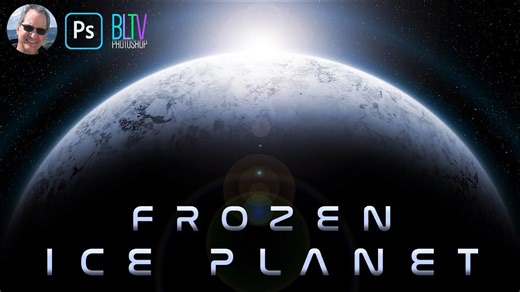 Photoshop: How to create a cinematic, frozen, ice planet in deep space
