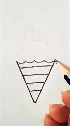 How To Draw Ice cream Drawing From Letter V | Easy Ice Cream Cone Drawing #drawing​ #shorts​