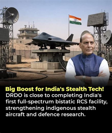 StockMarketDiaries on Instagram: "🌱 Positive Progress in India’s Research Ecosystem According to recent defence research reports, DRDO is nearing completion of India’s 1st full-spectrum bistatic Radar Cross Section (RCS) measurement facility. 🔹 1st such advanced testing facility in India 🔹 Supports research on low-observable and advanced materials 🔹 Enables measurements across multiple radar frequency ranges 🔹 Helps build stronger indigenous research and testing capabilities 🔹 Expected to 