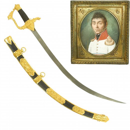 Original Napoleonic Wars Imperial Russian Ormolu Mounted Saber of Prince Ivan Ivanovich Odoevsky - Dated 1810