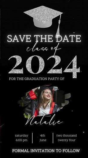 White Glitter Graduation Invitation Party Video - Canva Template | Class of 2024 Graduation