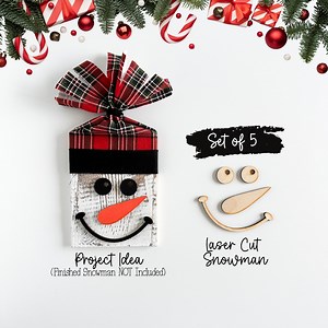 Laser Cut Snowman Face Blanks – Set of 5 – DIY Christmas Craft Kit – 1/8" Wood Cutouts for 2x4 Projects – Rustic Holiday Snowman Decor - Etsy