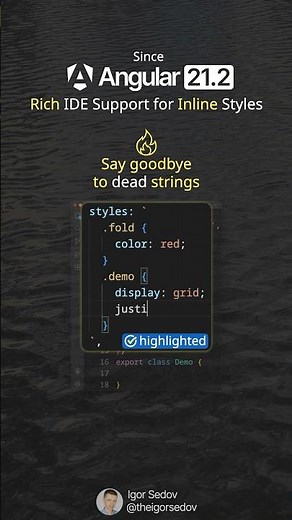 New in Angular 21.2: Rich IDE Support for Inline Styles #angular #angular21