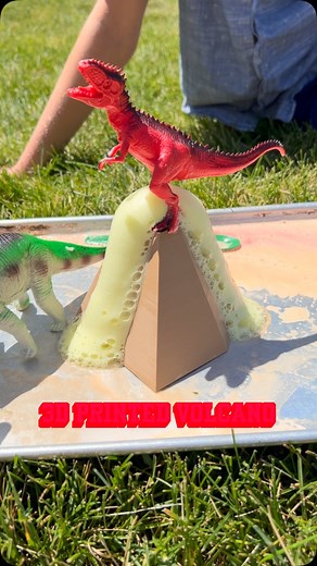 3D printed volcano for science Sunday! My 8 year old designed the volcano in Fusion 360. #volcano #science #stem | Nerd Dad Life | Facebook