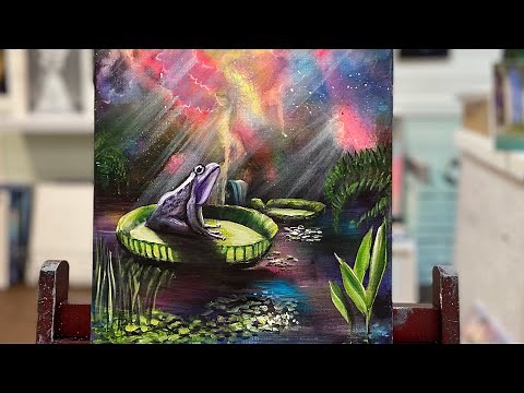 How To Paint “Frog On A Lilypad” acrylic painting tutorial
