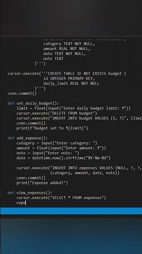 Python Budget Tracker App in 2 Minutes | Personal Expense Tracker Project | #shorts #project