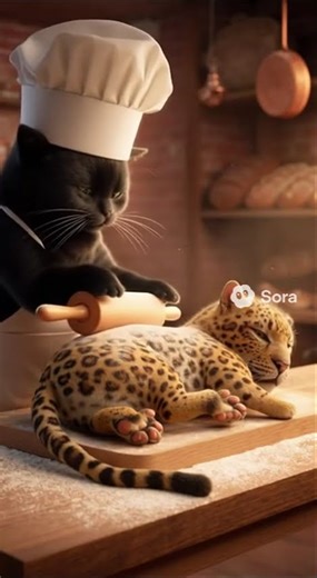 whimsical Baking of Deer #aivideo #cute #blackcat #catchef #cat #sora2