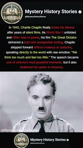 When Charlie Chaplin Broke His Silence and Changed History 🎬✊ (Most Powerful Speech Ever)