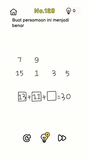 Solusi Brain Out Level 128, Buat persamaan ini menjadi benar