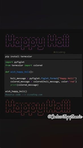 Python se Happy Holi Banner 🎨 | ASCII Art in Terminal | Pyfiglet Tutorial 🔥