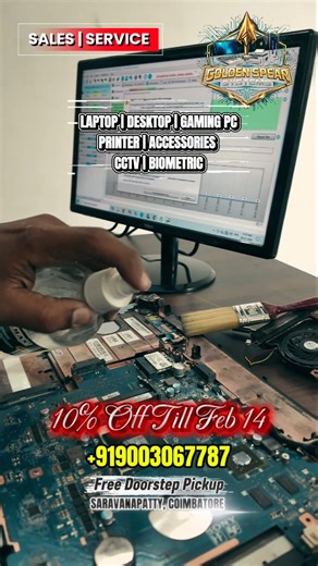 Golden Spear Systems on Instagram: "Golden Spear Systems @goldenspearsystems One Stop Solution Providers for Computer and Accessories SALES | SERVICE Laptop | Desktop | Printer | Gaming PC | CCTV | Biometric and More.. Free Doorstep Pickup Available... Contact: +919003067787 Location: Saravanampatty, Coimbatore #coimbatore #laptopservice #gamingpc #computerservice #printer #cctv #laptopsales #computersales #printersales #gameservice"