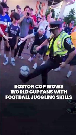 World Cup fans cheer Boston police officer’s football skills