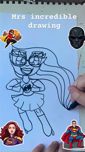 This is how I drew Mrs incredible from the incredibles #theincredibles #shorts #drawingtimelapse