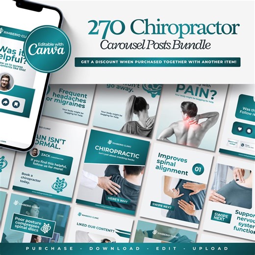 Chiropractic Wellness Social Media Posts Editable Chiropractor Instagram Carousel Templates Chiropractic Clinic Template Instant Download - Etsy