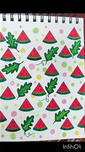 Watermelon Pattern Drawing |🍉 Easy Doodle Art #shorts #short #art #shortvideo #shortfeed