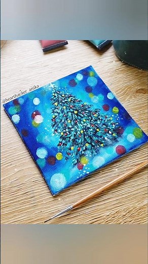 Beautiful Christmas Tree Acrylic Painting For Beginners | Easy Canvas Painting | Cute Art Ideas