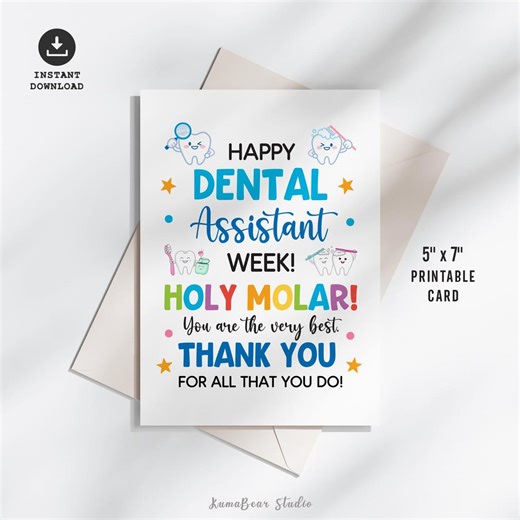 Dental Assistant Week Printable Card, Appreciation Thank You Greeting Card, JPG PDF Digital Download - Etsy