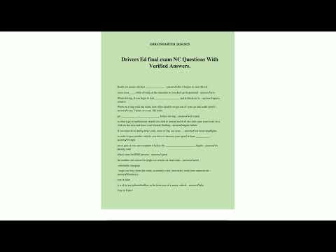 Drivers Ed final exam NC Questions With Verified Answers73