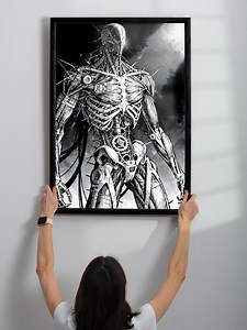 Cyborg Skeleton Art Print, Dark Sci-fi Robot, Machine Anatomy - Etsy
