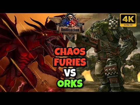 Chaos Furies overrun Orks in Survival Mod - DoW Unification #dawnofwar #dow #rts #orks