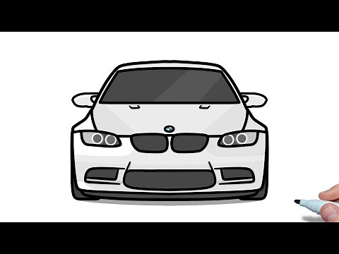 How to draw a BMW M3 E92 Front View / Drawing bmw 3 series car easy