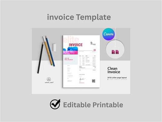 Professional Invoice Template - Editable PDF, Word & Excel, Minimalist Design, Instant Download for Small Businesses, Freelancers - Etsy