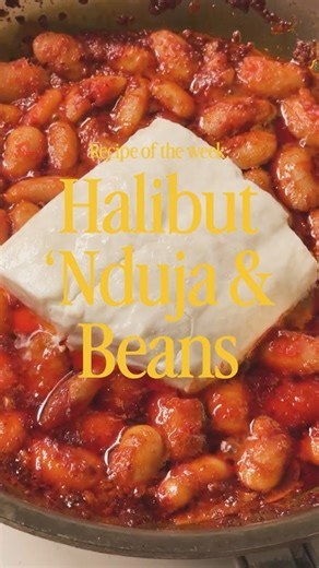 One-pan halibut with ‘Nduja and butter beans #recipe #cooking #pnw