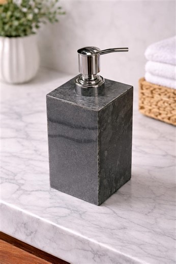 Dark Grey Marble Soap Dispenser With Silver Pump | Luxury Stone Bathroom Accessory | Handmade Soap Bottle | Home Decor Gift - Etsy