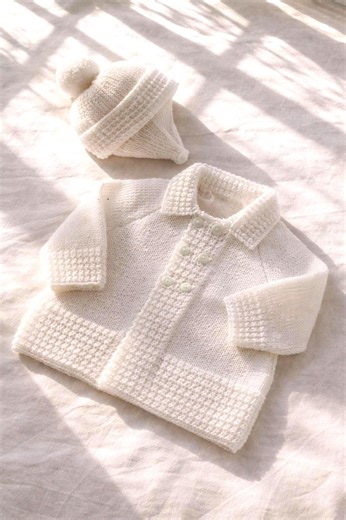 Baby Matinee Coat Helmet Hat Set Knitting Pattern Ear Flaps Pom Pom Premature to 12 Months Boy & Girl 4 Ply 1970s Vintage PDF Cardigan Easy - Etsy