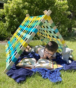 6.9K views · 46 reactions | DIY Woven Duck Tape Play Tent. Full Instructions and FAQ linked in the comments. #crafts #diymom #ducktape | The Craft Patch | Facebook