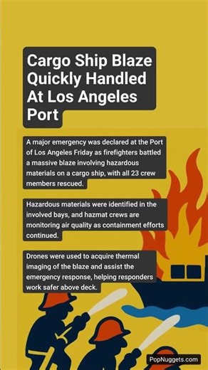 Cargo Ship Blaze Quickly Handled at Los Angeles Port