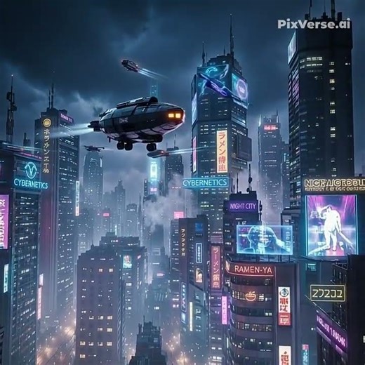 Neon Claws — Cyberpunk Cat Destroys a Skyship