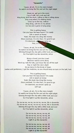 "BTS Dynamite" song lyrics #songlyrics #bts #btsarmy #btssonglyrics #btssongs #lyrics #musiclyrics