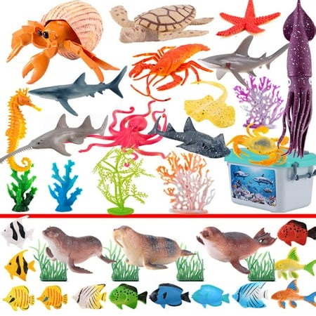Large Marine Animal Toy Set - 39 Piece Fish Model Set with Soft Rubber Fish, Turtle, Octopus, and Whale. Perfect Toy Gifts for Children Aged 3 and Over, Ideal for Children Aged 4-12. - Walmart.ca