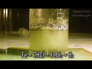 Fe + 2HCl → FeCl2 + H2 | Реакция взаимодействия железа и хлороводорода