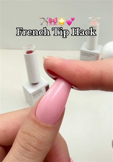 How to do a quick French tip manicure using gel polish 💘🙌✨ #frenchtipnails #nail #nailhack #nailboo #nailtok