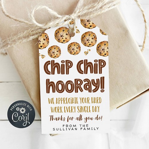 Chip Chip Hooray Appreciation Tag Template, Printable Chocolate Chip Cookie Tag, Editable Teacher Staff Nurse Favor Tag, Digital Download - Etsy