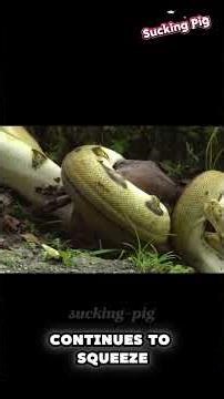 A close-up view of a giant python swallowing a wild boar #animals