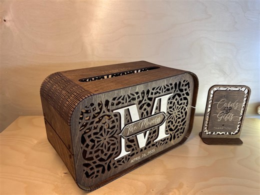 Personalized Rustic Wedding Card Box – Custom Wooden Money Gift Holder With Names & Date, Laser Cut Reception Decor Keepsake - Etsy
