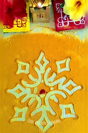 Haldi Kolam Traditional Golden Art 🌼