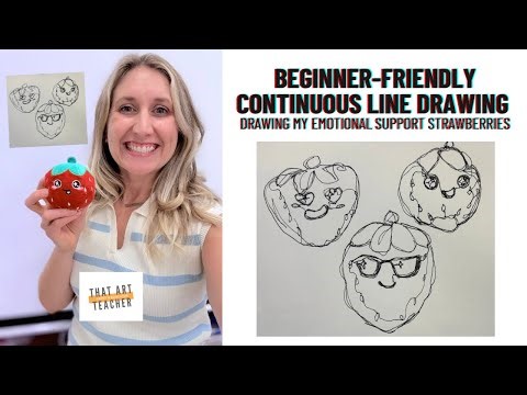 Beginner-Friendly Continuous Line Drawing | Drawing My Emotional Support Strawberries