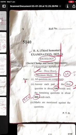 BA 3rd semester Sociology paper