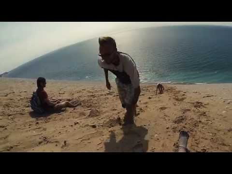 Climbing a 450ft dune at Sleeping Bear Dunes