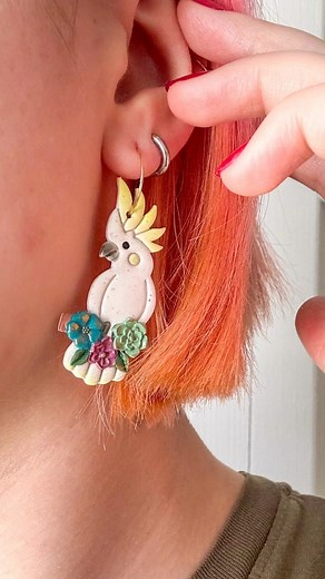 Yellow-Crested Cockatoos! 😭💕.....#yellowcrestedcockatoo #cockatoo #cockatooearrings #polymerclayearrings #handmadejewelry #polymerclay #smallbusiness #polymerclayartist #handmade #handmadewithlove #handmadeearrings | April's Escape