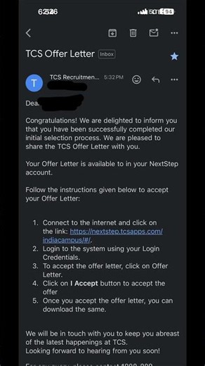We are pleased to share the TCS Offer Letter with you