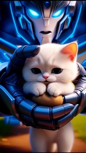 Cute Kitten & Transform Robot Team Up to Save a Tree 🌳🐱🤖" #ai #kitten #robot #savetrees #shorts