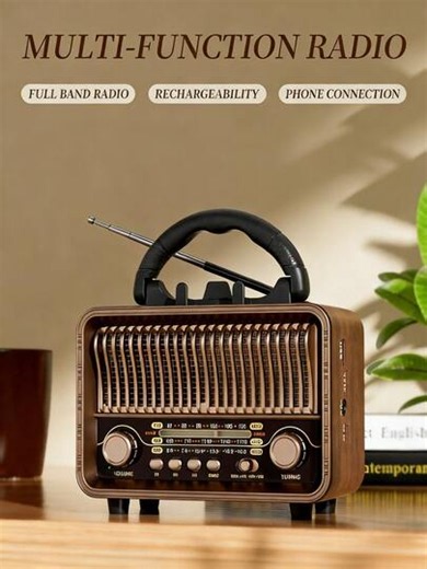 1 szt. zabytkowe radio, obsługuje odbiór AM/FM/wielopasmowy, ładowanie przez USB i odtwarzanie z karty TF, wyposażone w antenę zewnętrzną, zewnętrzne radio osobiste do użytku w nagłych wypadkach, mini odbiornik FM | SHEIN