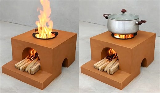 How to make a wood stove with clay Primitive technology. | Genius Crafts